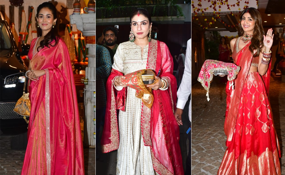 Karwa Chauth 2024: Shilpa Shetty, Raveena Tandon, Mira Rajput Arrive At Sunita Kapoor's House To Perform Rituals