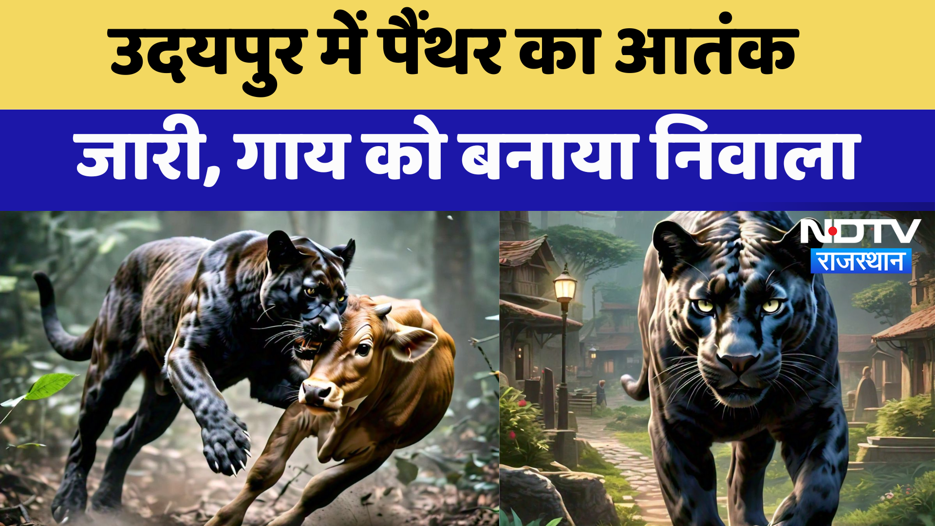 Udaipur Panther Attack:  उदयपुर में पैंथर का आतंक जारी, गाय को बनाया निवाला | Rajasthan News