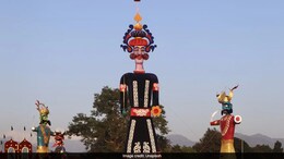 Rampur's Muslim Family Crafts 80-Foot-Tall Pollution-Free Ravan's Effigy