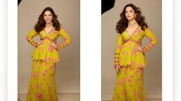 Tamannaah Bhatia's Radiant Yellow Floral <i>Sharara</i> Set Is A Festive Floral Feast