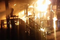 Major Fire Erupts In Indirapuram Market, Ghaziabad Major Fire Erupts In Indirapuram Market, Ghaziabad
