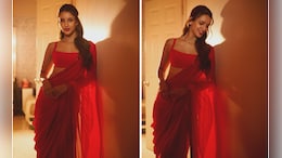 Triptii Dimri Follows Suhana Khan's Lead And Dons This Diwali Fashion Trend In A Beautiful Red <i>Saree</i>