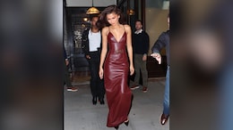 It's Easy To "Fall" In Love With Zendaya's Maroon Leather Bodycon Maxi Dress