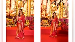 Rani Mukerji's Red And Gold Banarasi <i>Saree</i> Was All Things Festive For Durga Puja Celebrations