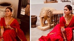 Nayanthara In A Timeless Red Silk <i>Saree</i> Is As Festive As It Gets For Navratri 2024