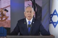 "My Father Was Killed": Netanyahu's Speech Interrupted By Protesters "My Father Was Killed": Netanyahu's Speech Interrupted By Protesters