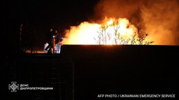 Russian Missile Strikes Spark Fires, Send Debris Across Ukraine's Kyiv
