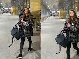 Aishwarya Rai Kept It Snazzy In A Black And Silver Jacket At The Airport