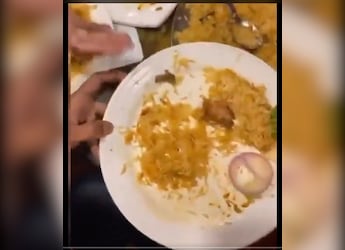 Watch: Diners Claim To Find Half-Burnt Cigarette In Chicken Biryani At Hyderabad Restaurant Watch: Diners Claim To Find Half-Burnt Cigarette In Chicken Biryani At Hyderabad Restaurant