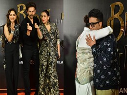 At <i>Bhool Bhulaiyaa 3</i> Success Bash: Vidya Balan, Madhuri Dixit, Kartik Aaryan's Red Carpet Moment. Sonu Nigam Hugs Bhushan Kumar At <i>Bhool Bhulaiyaa 3</i> Success Bash: Vidya Balan, Madhuri Dixit, Kartik Aaryan's Red Carpet Moment. Sonu Nigam Hugs Bhushan Kumar
