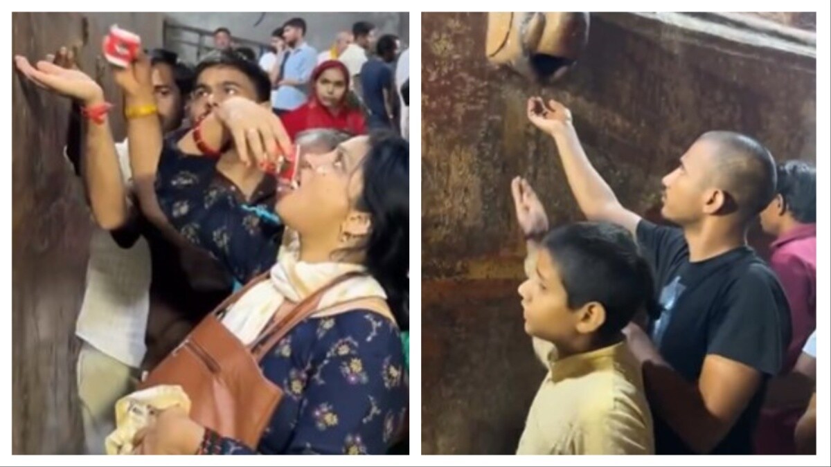 Video Devotees At Banke Bihari Temple Drink AC Water Believing It To