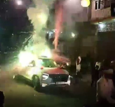 Video: Man Bursts Crackers From Car's Sunroof, Runs As It Catches Fire