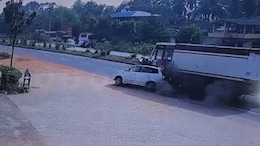 Video: Speeding Truck Rams Reversing Car, Drags It Along, Then Topples