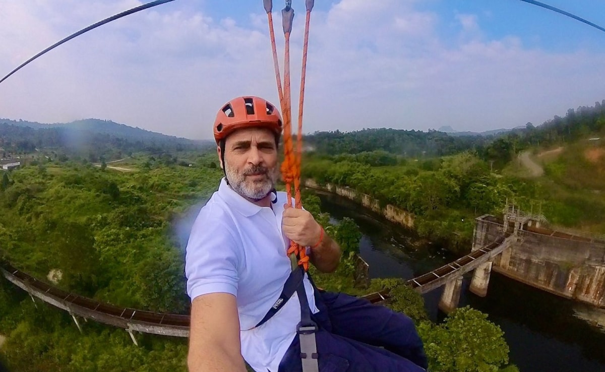 Rahul Gandhi Takes Kerala’s Longest Zipline In Landslide-Hit Wayanad