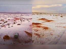 सौदी अरेबियातील वाळवंटात बर्फवृष्टी; वाळूवर बर्फाचा थर, Video पाहून धक्काच बसेल! 