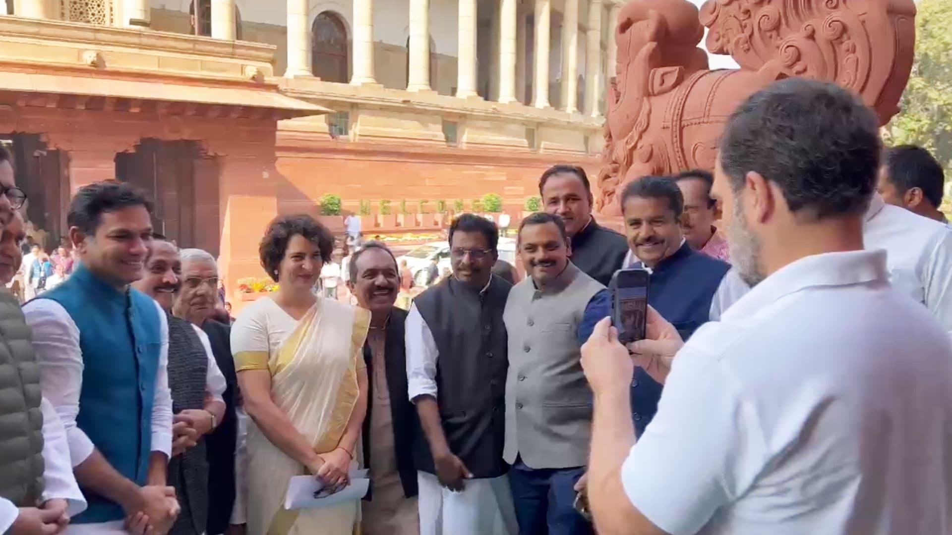 Rahul Gandhi Clicks Priyanka Gandhi's Photo As She Enters Parliament