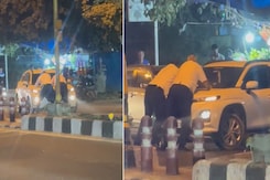 Delhi Traffic Cops Stop Car That Jumped Signal, Scary Bonnet Ride Follows Delhi Traffic Cops Stop Car That Jumped Signal, Scary Bonnet Ride Follows