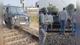 Video: Thar SUV On Railway Track In Jaipur. Train Stops Just In Time