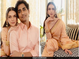 Aditi Rao Hydari And Siddharth's Matching Peach Pastel Looks Set A Twinning Wedding Fashion Trend Aditi Rao Hydari And Siddharth's Matching Peach Pastel Looks Set A Twinning Wedding Fashion Trend