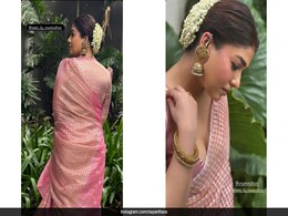 Nayanthara's Checked Pink Tissue <i>Saree</i> Matched The Minimal Yet Festive Vibe Of The Season Nayanthara's Checked Pink Tissue <i>Saree</i> Matched The Minimal Yet Festive Vibe Of The Season