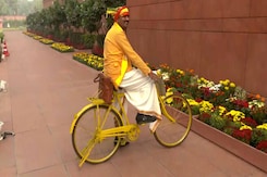TDP MP Arrives At Parliament On His Cycle Amid Pollution In Delhi TDP MP Arrives At Parliament On His Cycle Amid Pollution In Delhi