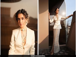 Sanya Malhotra Was A <i>Desi</i> Fusion Hit When She Paired Her White And Gold <i>Kasavu Saree</i> Skirt With A Blazer Sanya Malhotra Was A <i>Desi</i> Fusion Hit When She Paired Her White And Gold <i>Kasavu Saree</i> Skirt With A Blazer