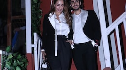 Malaika Arora And Arhaan Khan Twinned On Their Night Out In Embellished Tuxedo Jackets By Manish Malhotra