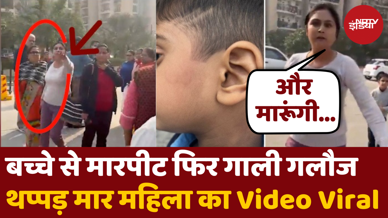 थप्पड़ मारती और गाली-गलौज करती महिला का Video Viral, बच्चों को लेकर की मारपीट