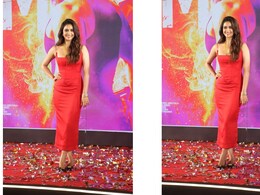 Keerthy Suresh Channelled The Christmas Spirit In A Red Broad Strap Bodycon Midi Dress