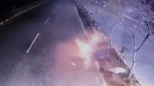 On CCTV, 2 Dead As Speeding Bike Hits Divider, Bursts Into Flames In Hyderabad