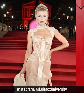 julia sheer dress Julia Fox's Oscar 2025 Look Included a Windswept Corseted Workwear Look