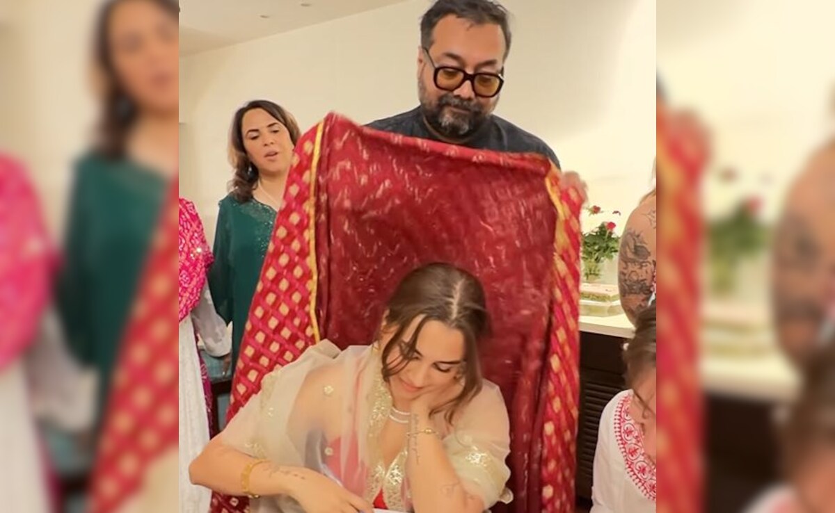 Watch: Anurag Kashyap Fixes Daughter Aaliyah's Veil During Her Registry