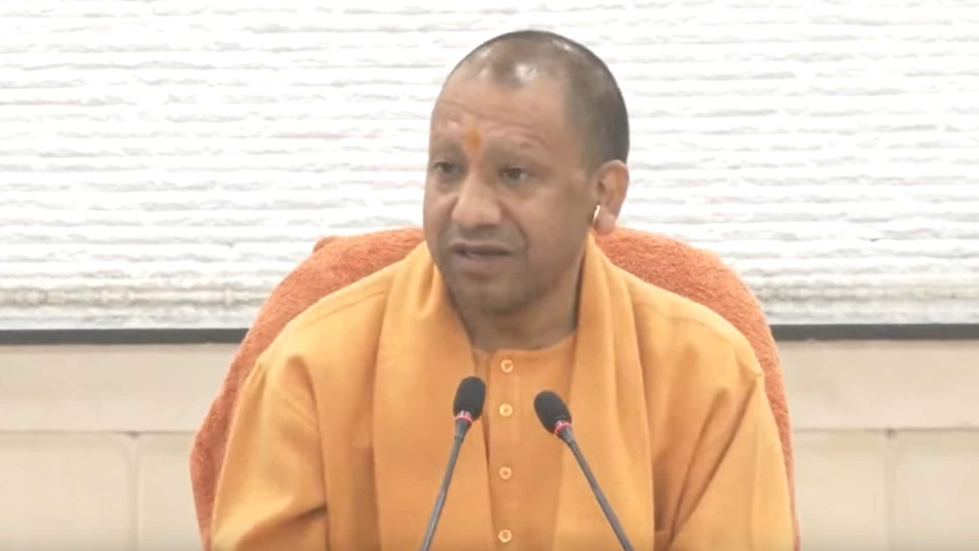 CM Yogi Adityanath Addressing A Press Conference At His Official Residence In Lucknow