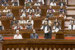 Amit Shah Speaks in Rajya Sabha During Debate on 75 Years of the Constitution Amit Shah Speaks in Rajya Sabha During Debate on 75 Years of the Constitution