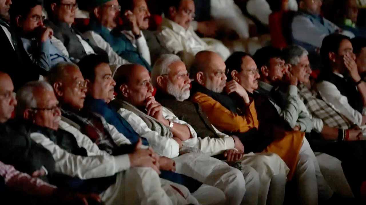 Modi, BJP watch film on Godhra train tragedy.