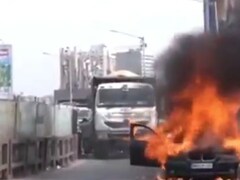 Video: Moving BMW Catches Fire On Mumbai's Jogeshwari Bridge