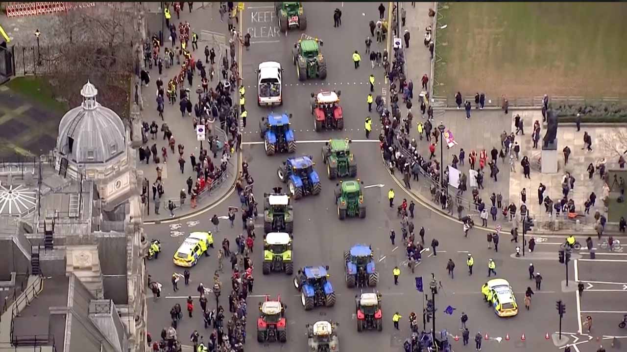 Tractors Block Central London As Farmers Protest in The UK