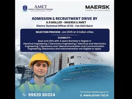 Shape Your Future As An Electro Technical Officer (ETO) with AP Moller-Maersk and AMET University