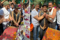 Dharmendra Celebrates Birthday With Paps, Cuts Cake With Sons Sunny And Bobby Deol Dharmendra Celebrates Birthday With Paps, Cuts Cake With Sons Sunny And Bobby Deol