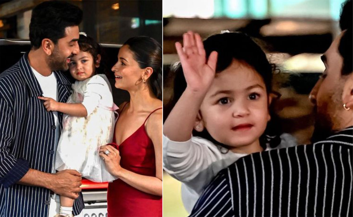 Christmas 2024: Ranbir Kapoor And Alia Bhatt's Daughter Raha Blows Kisses At The Paparazzi
