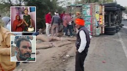 झालावाड़ में दर्दनाक हादसा: ट्रक पलटने से बाइक सवार 3 लोग दबे, मौत; शोकसभा से लौट रहे थे सभी