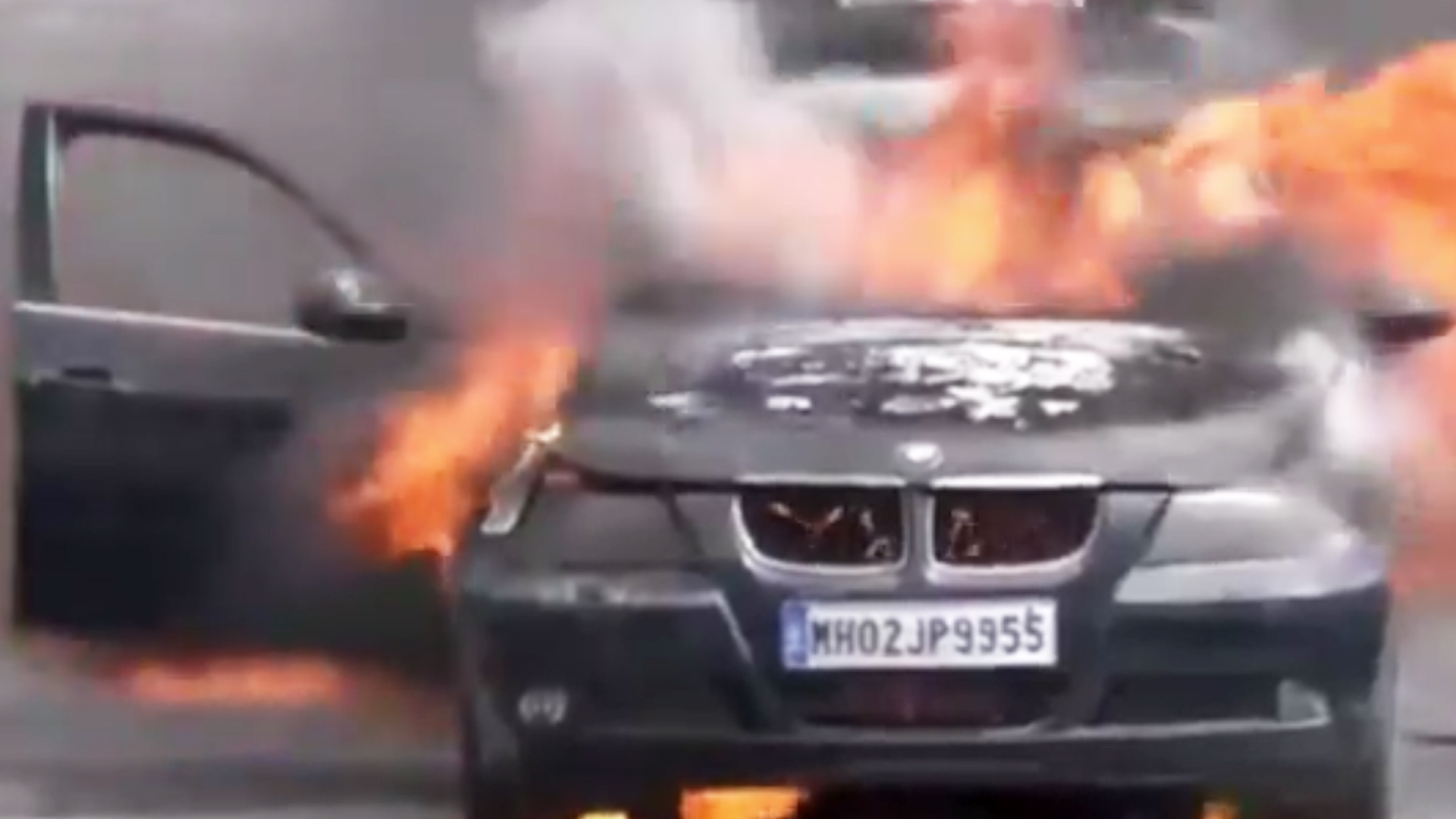 Video: Moving BMW Catches Fire On Mumbai's Jogeshwari Bridge