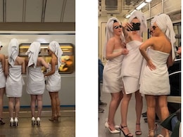 सिर्फ तौलिया लपेटकर 4 लड़कियों ने किया मेट्रो में सफर, साथ सेल्फी लेने लगे बूढ़े-जवान