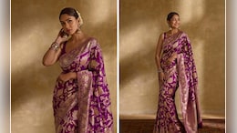 Mrunal Thakur Is The Most Elegantly Dressed Wedding Guest In A Purple <i>Benarasi Saree</i>