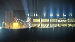 "Heil Tesla": Controversial Image Of Elon Musk Displayed On Tesla Factory In Germany