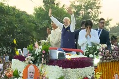 PM Modi's Mega Roadshow In Vizag PM Modi's Mega Roadshow In Vizag