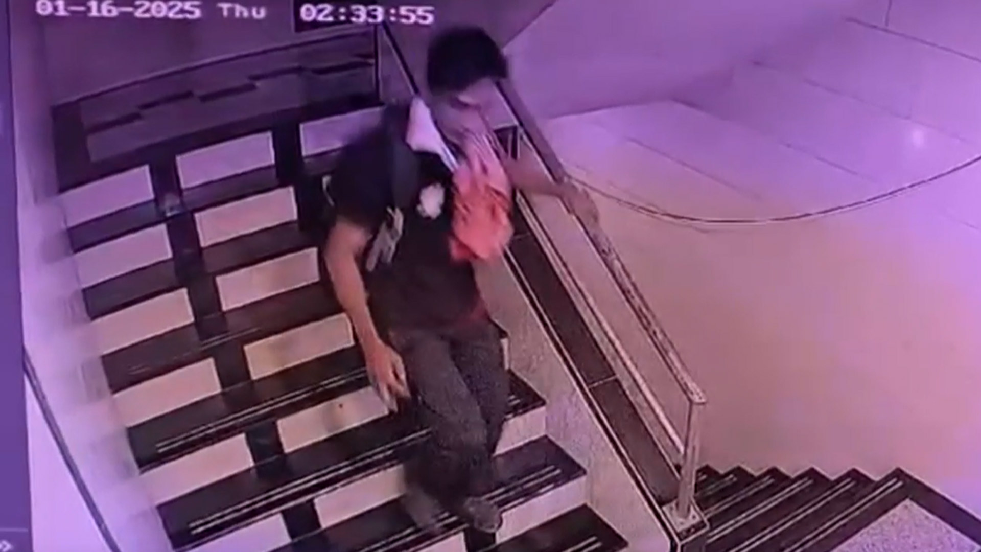 Saif Ali Khan's Attacker Seen On CCTV In Building Staircase