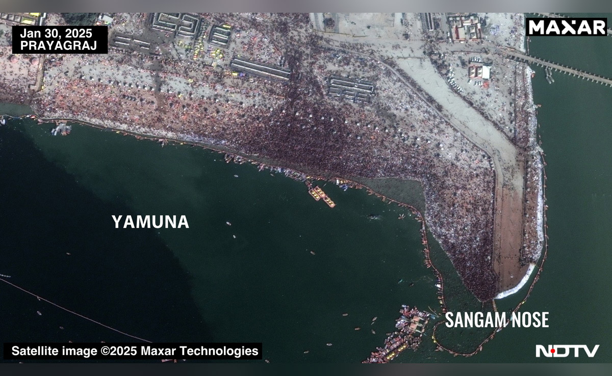 Exclusive Pics From Space Capture Maha Kumbh Hours After Stampede In Which 30 Died