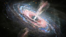 Powerful Beam From Ancient Black Hole 12.9 Billion Light-Years Away Targets Earth