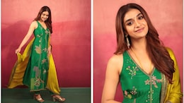 Keerthy Suresh Stunned In A Green Floral Kurta Set And Yellow Dupatta For Her Pongal Celebrations